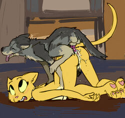 2018 ahe_gao anthro blush canine cum cum_inside duo feline female female_on_feral feral fur katia_managan khajiit knotting looking_pleasured male mammal nude penetration penis prequel pussy sex the_elder_scrolls unknown_artist video_games webcomic yellow_fur zoophilia