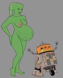 1girls alien celebrity edit female green_skin hand_on_butt hera_syndulla humanoid mary_elizabeth_winstead nude overdue pregnant pussy shaved_pussy standing star_wars stretch_marks twi'lek