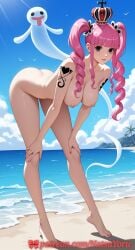 1girls ai_generated ass bare_shoulders barefoot beach bent_over big_ass big_breasts breasts busty chest collarbone completely_nude erect_nipples feet female_only full_body hanging_breasts hard_nipples heart hi_res highres hips large_breasts legs long_hair looking_at_viewer natsuyoru neck nipples nude ocean one_piece open_mouth patreon perona pink_hair pink_nipples pov sand solo solo_female standing tattoo