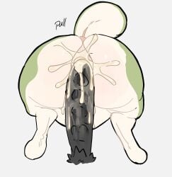 ali_(lopsalien) alien alien_humanoid anal anal_sex big_ big_ass big_butt big_penis black_fur cum cum_inside femboy green_fur lopsalien penetration smile white_fur