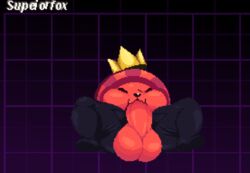 1boy 2018 autofellatio backsack balls deltarune huge_balls huge_cock k.round male male_only masturbation oral oral_masturbation penile_masturbation penis pixel_art solo superiorfox thick_thighs