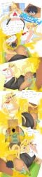 centorea_shianus monster_musume_no_iru_nichijou centaur kimihito_kurusu 1boy1girl lazei fart farting gassy_female farting_in_face farting_on_another smothering_ass huge_ass blonde_hair long_hair text text_bubble comic unaware unaware_facefart ass_in_face face_in_ass centauress monster_girl centaur_girl larger_female smaller_male