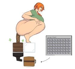 1female 1girls alex_(minecraft) alone ass ass_crack ass_focus bare_ass big_ass big_butt butt_focus ginger_hair huge_ass huge_butt minecraft mojang no_pants relief scat scat_fetish shit sitting solo solo_female solo_focus asolhoe