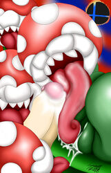 1boy 2018 4girls ass big_butt big_penis fauna female flora_fauna greey hi_res male mario_(series) multiple_girls nintendo open_mouth parody penis piranha_plant plant super_smash_bros. teeth tongue tongue_out video_games