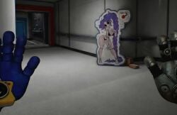 1girls ai ai-created ai_generated bikini black_bikini black_eyes braid braided_hair braided_ponytail button cardboard_cutout crazy_eyes crazy_smile doll doll_joints dot_eyes game_screenshot gameplay gameplay_mechanics grabpack hair_on_floor hand_over_breast hand_over_own_breast hearts_around_head leaning_forward lily_lovebraids long_hair looking_at_viewer medium_breasts mob_entertainment poppy_playtime poppy_playtime_(chapter_5) purple_hair shittyaistuff standing string_bikini very_long_hair