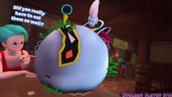 angel_(dragon_ball) big_belly blue_body blue_skin bulma_briefs bulma_briefs_(gt_saga) dragon_ball dragon_ball_gt dragon_ball_super femboy_pred huge_belly male_pred nuclearslayersfm turquoise_hair vore vore_belly whis white_hair
