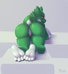 4_toes anthro ass big_breasts breasts eyewear feet female foot_fetish foot_focus genitals glasses hi_res huge_breasts kobold looking_at_viewer nipples omalakai plantigrade presenting presenting_hindquarters scalie shortstack shortstack_female simple_background solo stoppit tail toes vulva wearing_glasses