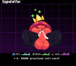 2018 autofellatio deltarune k.round male male_only masturbation oral oral_masturbation penile_masturbation penis pixel_art solo superiorfox