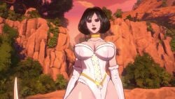 3d animated big_ass big_breasts black_hair elbow_gloves fairy_tales female female_protagonist high_heels human leotard lipstick mass_creation red_lipstick short_hair snow_white_(swords_and_slippers) sound strapless_leotard swords_and_slippers tagme thick_thighs thighhighs video video_games white_gloves white_leotard white_thighhighs