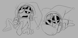 1girl blush blushing_profusely chimeracocks ejaculation female female_only gloves humping_pillow jester_girl jester_hat lidded_eyes masturbation multiple_orgasms pillow_humping pomni_(the_amazing_digital_circus) small_penis solo_female sweat the_amazing_digital_circus trans_woman transfem