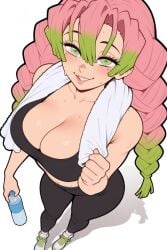ai_generated big_breasts demon_slayer female_only gym_clothes kanroji_mitsuri kimetsu_no_yaiba mitsuri_kanroji staring_at_viewer