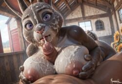 1boy1girl 1girls ai_generated anthro bbw big_ass big_breasts bonnie_hopps bunny bunny_girl chubby chubby_female cum cum_on_breasts cum_on_face disney fat female female_focus furry furry_female huge_ass huge_breasts mature mature_female milf nude nude_female oddlywetslurpee paizuri plump thick_thighs titjob wide_hips zootopia zootopia_2 zootropolis