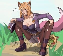 1boy 1girls ahri ahri_(league_of_legends) amazon_position anthro_penetrating ass balls_deep ballsack blush child_bearing_hips clothed clothed_female_nude_male clothed_sex clothing cowgirl_position cum_in_pussy cum_inside curvaceous curvaceous_ass curvaceous_body curvaceous_female curvaceous_figure curvaceous_hips curvaceous_thighs curvy curvy_body curvy_female curvy_figure curvy_hips curvy_thighs embarrassed embarrassed_expression embarrassed_female female female_focus femdom fox fox_ears fox_girl fox_tail furry larger_female league_of_legends league_of_legends:_wild_rift male outdoors pantyhose_under_shorts penis_in_pussy popstar_ahri reverse_amazon_position reverse_cowgirl_position riot_games ripped_clothing ripped_pantyhose seductive_eyes seductive_look shorts small_dom_big_sub small_penis smaller_male squatting taller_female teemo teemo_(lol) teemo_the_yiffer thick thick_hips thick_legs tiny_penis torn_clothes torn_legwear torn_pantyhose vaginal_penetration vaginal_sex vastaya waifu yellow_eyes yordle yordle_on_human