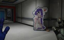 1girls ai ai-created ai_generated bikini black_bikini black_eyes braid braided_hair braided_ponytail button cardboard_cutout crazy_eyes crazy_smile doll doll_joints dot_eyes game_screenshot gameplay gameplay_mechanics grabpack hair_on_floor hand_over_breast hand_over_own_breast hearts_around_head leaning_forward lily_lovebraids long_hair looking_at_viewer medium_breasts mob_entertainment poppy_playtime poppy_playtime_(chapter_5) purple_hair shittyaistuff standing string_bikini very_long_hair