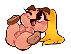 anus blonde_hair breasts goomba goombella mario_(series) nintendo paper_mario puhker pussy transparent_background vagina