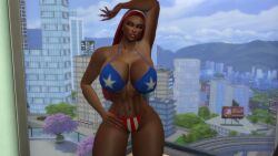 3d 3d_(artwork) absurd_res american_flag_bikini artist_request candy_suxxx cleavage emotionless_female grand_theft_auto grand_theft_auto:_vice_city huge_breasts mature_female parody porn_star source_request tagme the_sims_4 thong whore