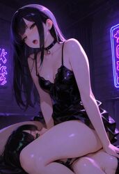 1futa1girl 1girl ai_generated at_between_black_blush choker cowboy crop deepthroat eye eyewear face facesitting fashion femdom fucking futa glasses hair head inset jewelry messy midriff moaning naked navel neon o-ring piercing reference round shirt short shorts smaller solo spiked spikes tattoo thick thigh