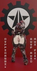 agitator_(helldivers) amputee armor armored_female automaton_(helldivers) buzz_cut communist cybernetic_limb cybernetic_limbs cyborg cyborg_girl helldivers helldivers_(series) helldivers_2 highres implants quadruple_amputee red_eyes showing_ass showing_off_ass showing_pussy white_hair