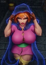 2d 2d_(artwork) 2d_artwork artist_logo artist_name artist_signature artist_upload barretxiii belt big_breasts big_lips breasts cloak clothed clothing coin coins digital_drawing_(artwork) digital_media_(artwork) door dungeon dungeons_and_dragons dungeons_and_dragons_(cartoon) fantasy fingerless_gloves gloves gold gold_(metal) green_eyes hallway invisibility_cloak invisible invisible_girl large_breasts leather leather_clothing leather_gloves magic no_ai pinup pot_of_gold red_hair sash sheila_the_thief short_hair skirt smile smiling smiling_at_viewer stretched_clothing thick thick_thighs thief watermark