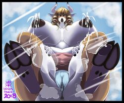 anthro ass big_breasts big_butt bovine breasts cattle daisy_(disambiguation) daisy_(furel) female hooves horns huge_breasts lactation lexustanuki looking_at_viewer mammal nipples