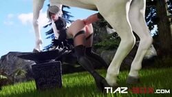 1boy 1girls 3d anal anal_penetration animal_genitalia animated anus ass erection female feral_on_female horse horsecock huge_cock male nier nier:_automata no_sound penetration penis sex size_difference stomach_bulge straight thighhighs tiaz-3dx video yorha_2b zoophilia