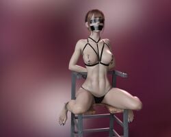 1girls 3d abandoned abs arms_behind_back bad_end barefoot bdsm_gear bikini bikini_bottom bikini_top black_toenails blindfold bondage bound bound_hands bound_legs breasts brown_hair captive captured captured_heroine chair chair_bondage contraption cuffed_ankles feet female female_only femsub gag gagged ginger_hair helpless hostage kidnapped legs_spread mittens nail_polish naked naked_female nipple_piercing nose_hook nude nude_female original original_character painted_nails painted_toenails ponytail red_hair restrained restraints sitting soles spread_legs strawww submissive submissive_female tape tape_gag taped_hands toes