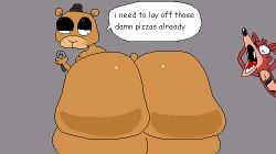 1_eye 2d_animation aliasing animated animatronic anthro ass bear bear_tail bedroom_eyes big_butt black_nose bouncing_butt brown_body bubble_butt canid canine clothing dialogue digital_media_(artwork) duo electronics eye_patch eyeshadow eyewear fangs five_nights_at_freddy's fox foxy_(fnaf) freckles freddy_(fnaf) glistening glistening_butt glistening_eyelids grey_background hat hat_only head_tuft headgear headgear_only headwear headwear_only holding_object huge_butt looking_at_another looking_at_butt looking_at_self loop machine makeup male male/male mammal microphone mostly_nude mouth_closed multicolored_body narrowed_eyes nude_anthro nxyitn open_mouth pupils red_body robot scottgames seductive shaded shocked simple_background simple_shading size_difference speech_bubble standing tail tail_motion tailwag talking_to_self teeth text thick_thighs tongue top_hat tuft twerking white_sclera wide_hips