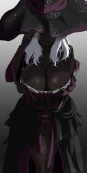 1girls areola_slip big_breasts big_titties black_skin breasts clarkekitsp clothing curvaceous curvaceous_female curvaceous_figure curvy curvy_figure curvy_hips elden_ring elden_ring_nightreign female female_focus female_only fromsoftware long_hair recluse_(elden_ring) recluse_(nightreign) white_hair witch_hat
