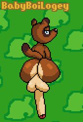 animal_crossing ass babyboilogey big_penis big_testicles brown_fur brown_nose canine fur furry humanoid_penis male male_only mammal nintendo nude penis pixel_art solo solo_male tanuki testicles tom_nook