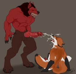 2boys animal_genitalia animal_penis anthro balls canine cum cum_on_face cumshot duo erection explicital fellatio fox fur furry furry_only growth hair male male_only mammal muscle_growth muscles muscular_male no_humans oral penis penis_growth precum sex testicles tongue were werewolf wolf yaoi