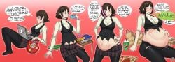 1girls ass ass_expansion assthethick atlus belly belly_expansion belly_overhang big big_ass big_belly big_breasts big_butt body_growth_(enlargement) breast_expansion breast_growth_(enlargement) breasts brown_hair bubble_ass bubble_butt burp burp_cloud burping button_pop chubby chubby_female dialogue digital_media_(artwork) eating_food english_text fat fat_ass feedee feederism feeding female female_focus gluttony huge_ass makoto_niijima massive_belly obese obese_female overweight overweight_female persona persona_5 red_eyes ripped_clothing short_skirt skirt slob solo_female ssbbw stretch_marks tight_clothing tight_fit wardrobe_malfunction weight_gain weight_gain_female weight_gain_sequence