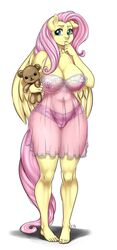 anthro areola breasts clothing equine female fluttershy_(mlp) friendship_is_magic lingerie looking_at_viewer mammal my_little_pony nipples panties pegasus pia-sama pussy simple_background solo straight_hair teddy_(clothing) teddy_bear translucent transparent_clothing underwear white_background wings