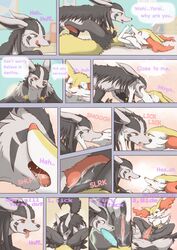 1girls 69_position animal_genitalia animal_penis anthro anthro_on_feral bed big_penis black_fur braixen canine canine_penis comic crocodiler_owen cunnilingus detailed_background dildo drooling eye_contact female feral flat_chest foot_fetish footjob fox fur furry grey_fur half-closed_eyes heavy_breathing holding interspecies kissing knot male masturbation mightyena mouth_hold nintendo nude on_back on_bed on_top oral orange_fur original_character pawjob paws penis pokémon_(species) pokemon pokemon_(species) pokemon_rse pokemon_xy pussy pussy_juice red_eyes saliva sex_toy side_view sitting spread_legs sweat teeth text thick_thighs vaginal_penetration video_games white_fur wide_hips yellow_fur