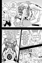 ! anthro cheetah comic cookie_(furryfight_chronicles) daigaijin dialogue dildo duo english_text feline female furryfight_chronicles mammal nyarai_(furryfight_chronicles) rodent sex_toy squirrel stretching text