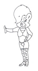 adventures_of_the_gummi_bears anthro bark_(artist) bear disney female female_only fishnets fur greyscale hair_over_one_eye hand_on_hip line_art mammal monochrome solo sunni_gummi ursine