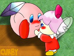 blue_eyes blush cum curby fairy kirby kirby_(series) oral panties pink_hair ribbon ribbon_(kirby) wings