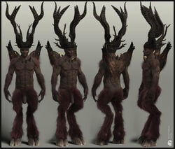 3d alessandro_baldasseroni dante's_inferno demon devil fur goat horns humanoid lucifer male male_only model_sheet nude penis