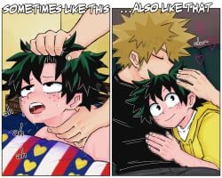 2boys bakudeku bakugou_katsuki bakuverde bed bedroom blush boku_no_hero_academia bones_(company) curly_hair freckles green_hair izuku_midoriya katsuki_bakugou kissing lying messy_hair midoriya_izuku my_hero_academia on_bed pillow sex shounen_jump sitting sliva smile spiked_hair sweatdrop tears yaoi