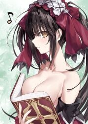1girls ai_generated asle black_hair book breasts clock_eyes date_a_live dress female gold_eyes red_eyes tokisaki_kurumi yellow_eyes