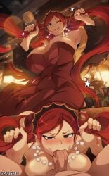 blowjob fellatio hair_grab hilda_boreas_greyrat milf mushoku_tensei older_female pinkseito tagme