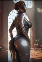 1girls 3d ai_generated ass atomic_heart back_view big_hips breasts female female_only focus_entertainment hands_on_hips large_ass large_breasts looking_back mature_female mundfish pony_diffusion_xl right_(atomic_heart) robot robot_girl secret_room12 stable_diffusion standing the_twins the_twins_(atomic_heart) video_game video_game_character video_games
