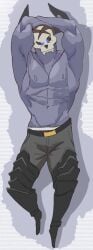 armpit bone bottomwear clothing fate_(series) hassan hi_res looking_at_viewer male male_only muscular muscular_male nmcrimen pants seducing_viewer seductive skull skull_head solo type-moon underwear