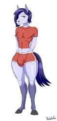 anthro bottom_heavy_femboy bulge bulge_through_clothing dladiator femboy furry horse male male_only penis_bulge pony solo tagme thick_thighs thin_waist
