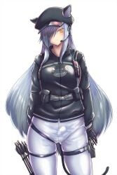 arknights ashina_merou bodysuit catgirl futanari schwarz_(arknights)
