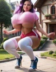 1girls ai_generated ass big_breasts bimbo_lips blizzard_entertainment breasts ebony high_heels jamesdeanbooba jiggle jiggling_breasts jumping large_breasts long_hair looking_at_viewer no_bra no_sound olivia_colomar overwatch overwatch_2 purple_hair shorter_than_10_seconds solo sombra squatting tagme thighhighs thighs underboob video