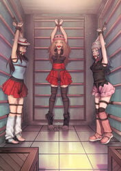 3girls ahe_gao armpits arms_above_head arms_tied arms_up ball_gag bare_shoulders blonde_hair blue_eyes blue_hair bondage boots bound box breasts brown_hair closed_eyes clothed clothing dawn_(pokemon) drooling empty_eyes female female_only femsub forced forced_pleasure gag gagged hair_ornament hamatsu hat human human_only leaf_(pokemon) medium_breasts multiple_girls multiple_subs nintendo pokemon pokemon_dppt pokemon_frlg pokemon_xy pussy_juice restrained rolling_eyes rope saliva serena_(pokemon) sex_toy shirt shoes skirt small_breasts socks standing stockings sunglasses tank_top tears text thighhighs vibrator watermark wet wince