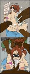 1girls 2013 2koma 3boys anal big_penis dark-skinned_male fellatio gabrielle_(swegabe) grabbing_hair interracial large_penis legend_of_queen_opala light-skinned_female nipple_piercing oral ponytail prostitution sparrow_(artist)