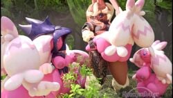 3d_(artwork) animated anthro ass big_breasts big_ears black_sclera blue_eyes breasts brown_fur bunny_girl clothing eyelashes futa_on_female futanari glasses hair helmet lipstick lopunny nintendo outdoors penetration piercing pink_body pokemon pokemon_(species) purple_eyes seuchenkater sex shortstack sound standing_sex tagme tattoo thick_thighs tinkaton video