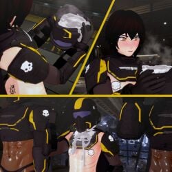 3boys abs armor bikini_armor blacked_male blush bulge comic cum_drip cum_in_container cum_in_helmet cum_on_face dark-skinned_male dark_hair dark_skin dripping dripping_cum exposed exposed_penis faceless_male femboy fit gay glossy_body helldiver_(helldivers) helldivers helldivers_2 helmet hot_cum imminent_sex koikatsu larger_male liberty_(tightertemp) light-skinned_male light_skin looking_back male male_only multiple_boys muscular muscular_male musk musk_clouds nervous oiled_skin orange_eyes pasties penis prank ruined_reputation scar scar_on_face scars shaved_crotch size_difference smaller_male steam suprised tightertemp twink wearing_helmet