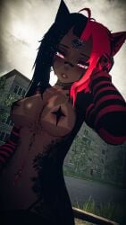 big_breasts black_hair breasts brown_hair choker dark_skin exibitionism exposed_breasts fansly female female_only functionally_nude lewd looking_at_viewer nude nude_female pasties picture piercing pose posing_for_the_viewer red_hair sexy tanline tanlines tattoo tattoos teasing teasing_viewer virtual virtual_reality vrchat vrchat_avatar vrchat_media vrchat_model